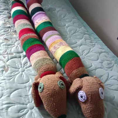 Draught Excluder - Hand Knitted Sausage Dogs