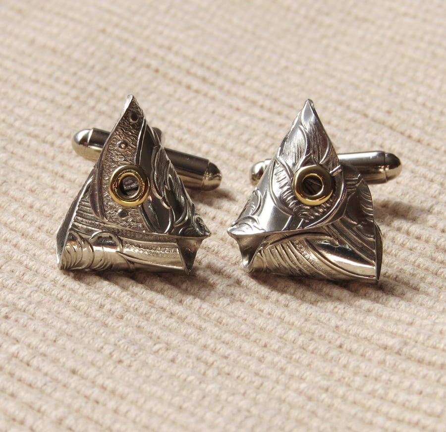 Handmade Fish Head Pewter Cufflinks.