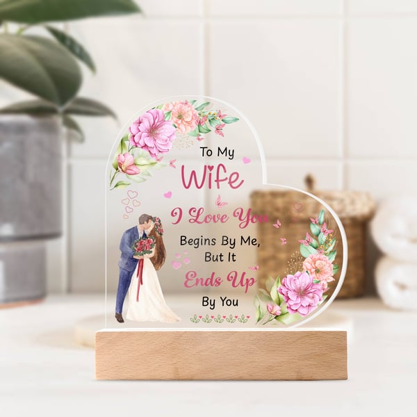 customized acrylic heart shape gift for wife 