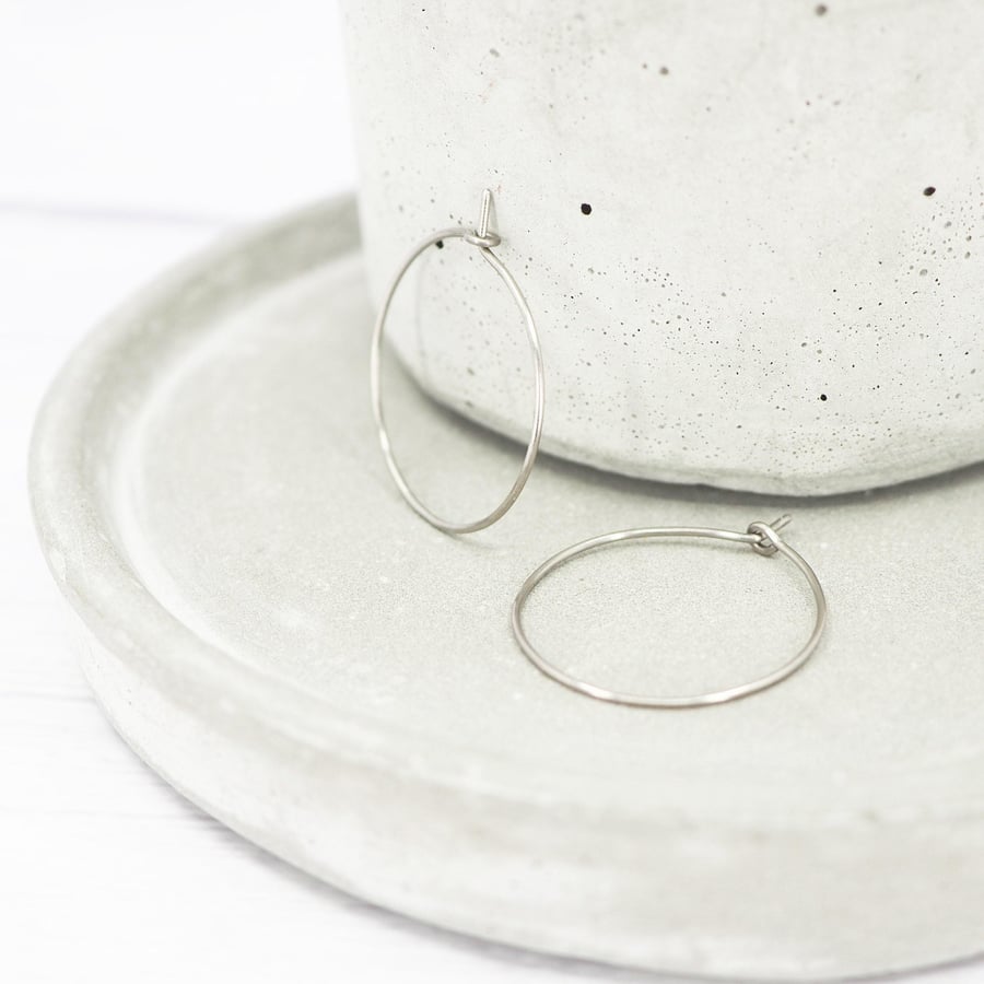 Titanium 1 inch hoop earrings - Delicate threader hypoallergenic hoops