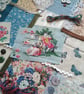 Slow Stitching kit - french blue pastoral garden scene - vintage textiles