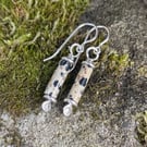 Scrolls Dalmatian jasper silver earrings