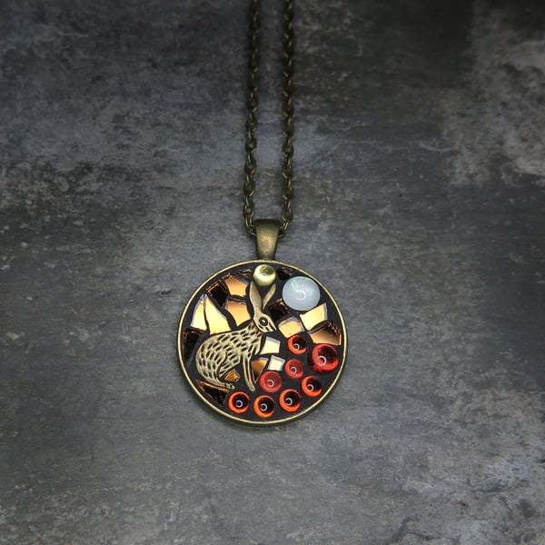 'Hare Sunset'  Glass Mosaic Pendant