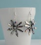 Black and Silver Rainbow Daisy Flower Statement Earrings - Image 4