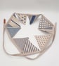 Mini bunting in cream and blue contrasting fabrics.   - Image 1