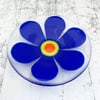 Fused Glass Retro Cobalt Blue Flower Dish - Handmade Fused Glass Dish