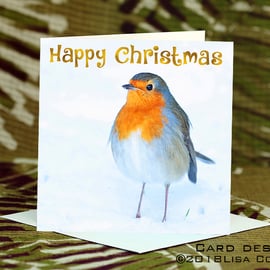 Exclusive Handmade Festive Snow Robin "Happy Christmas" Christmas Cards 