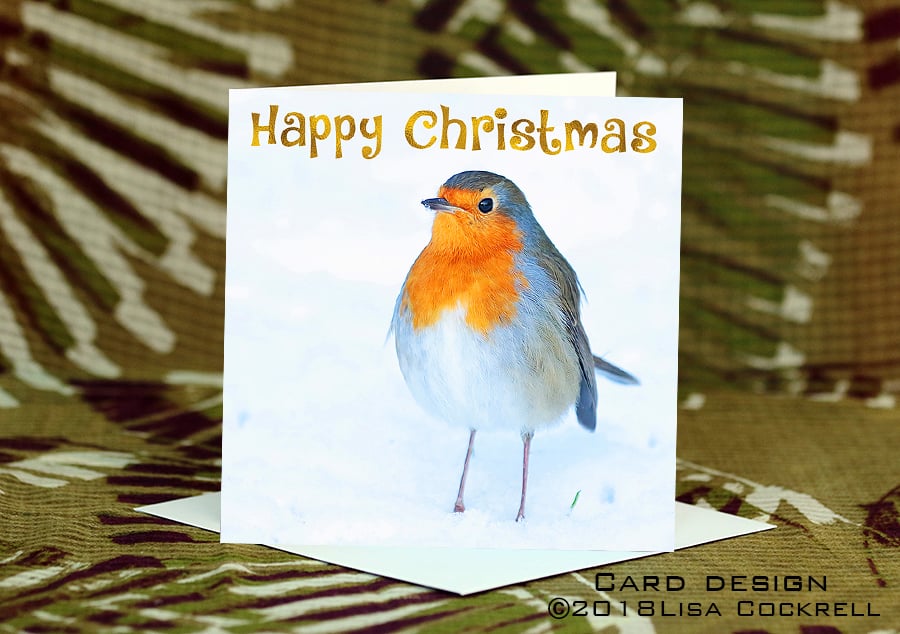 Exclusive Handmade Festive Snow Robin "Happy Christmas" Christmas Cards 
