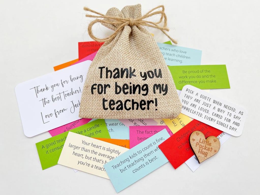 Teacher Appreciation Gift, 31 Quote Keepsake Bag, End of Year Teachers Present