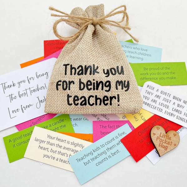 Teacher Appreciation Gift, 31 Quote Keepsake Bag, End of Year Teachers Present
