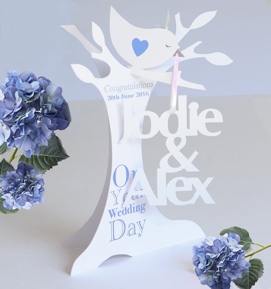 Personalised 3.D Paper Cut Wedding  Card.