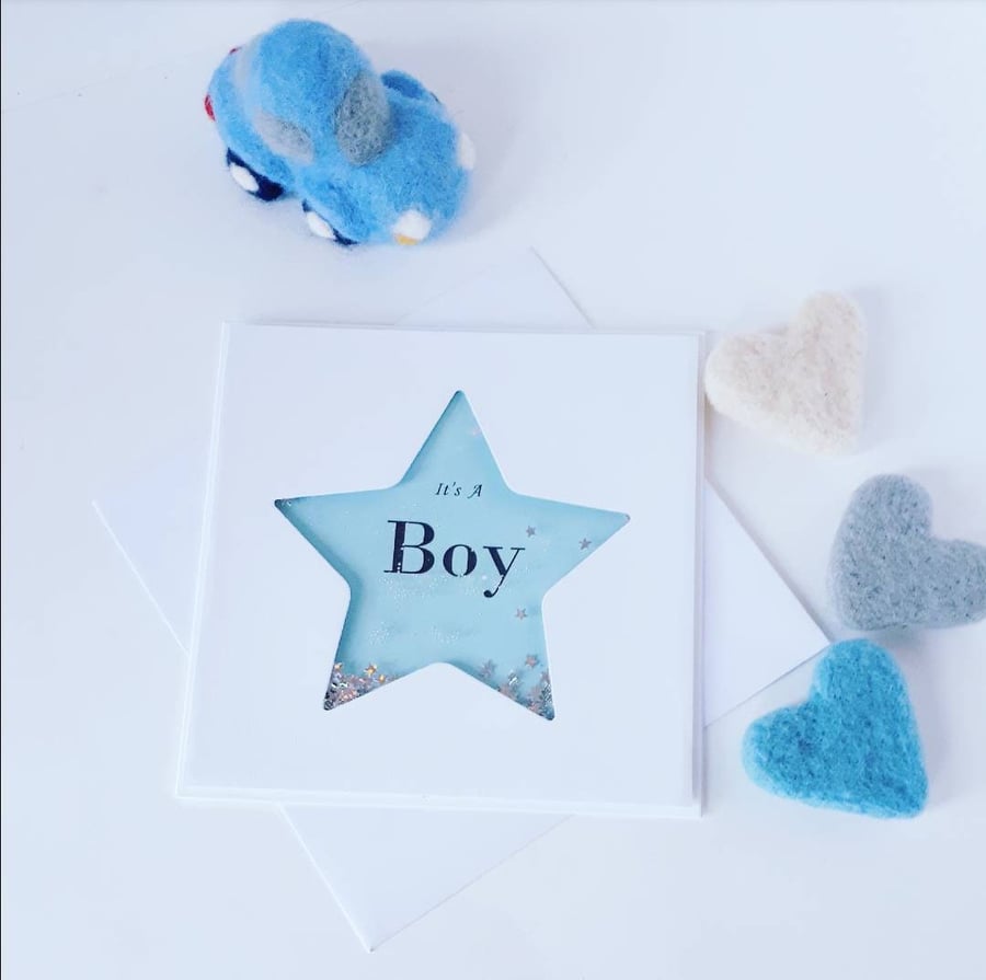 It's a boy card, personalised new baby boy card