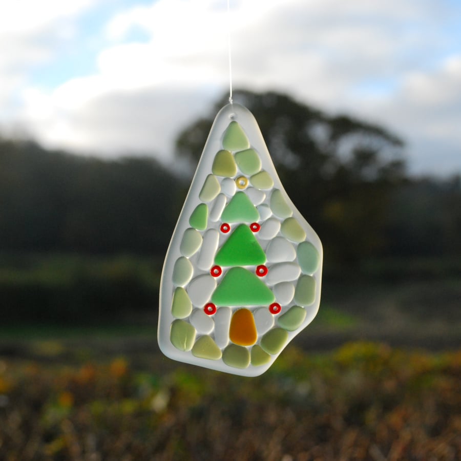 Christmas tree glass sun catcher