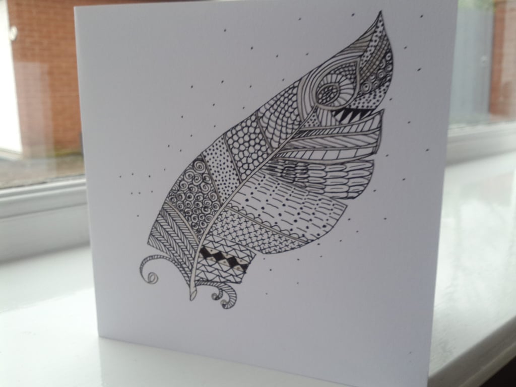 Modern feather open card