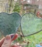 Stained Glass Double Heart Suncatcher - Handmade Window Decoration - Blue  - Image 5