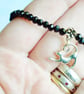 Black Bead Bracelet with Stretching Cat Charm - Image 4