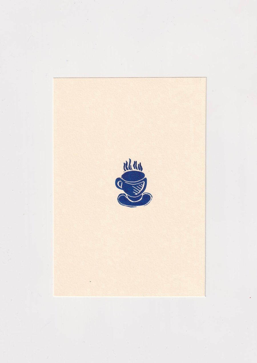 Mini Linocut Teacup Print 