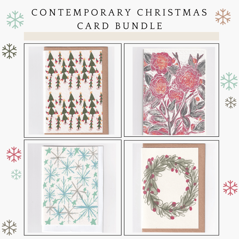 Contemporary Christmas Card Bundle x 24 