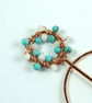 Copper Shawl Pin - Festive Wreath with Turquoise & Shell - Image 8