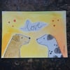 Original Painting Hearts and dogs ACEO Jo Roper