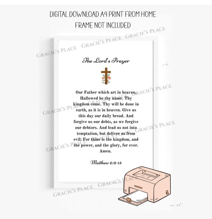 The Lord's Prayer A4 digital Download 