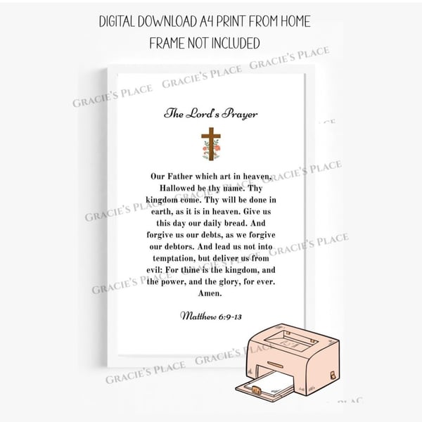 The Lord's Prayer A4 digital Download 