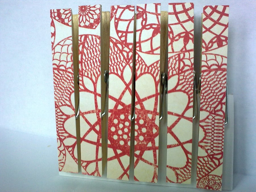 'Fourteen' Pegs Fridge Magnets Magnetic Card Red Heart