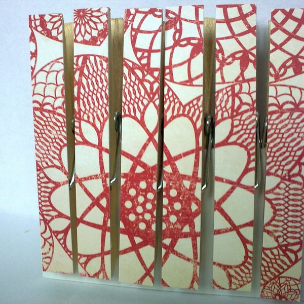 'Fourteen' Pegs Fridge Magnets Magnetic Card Red Heart