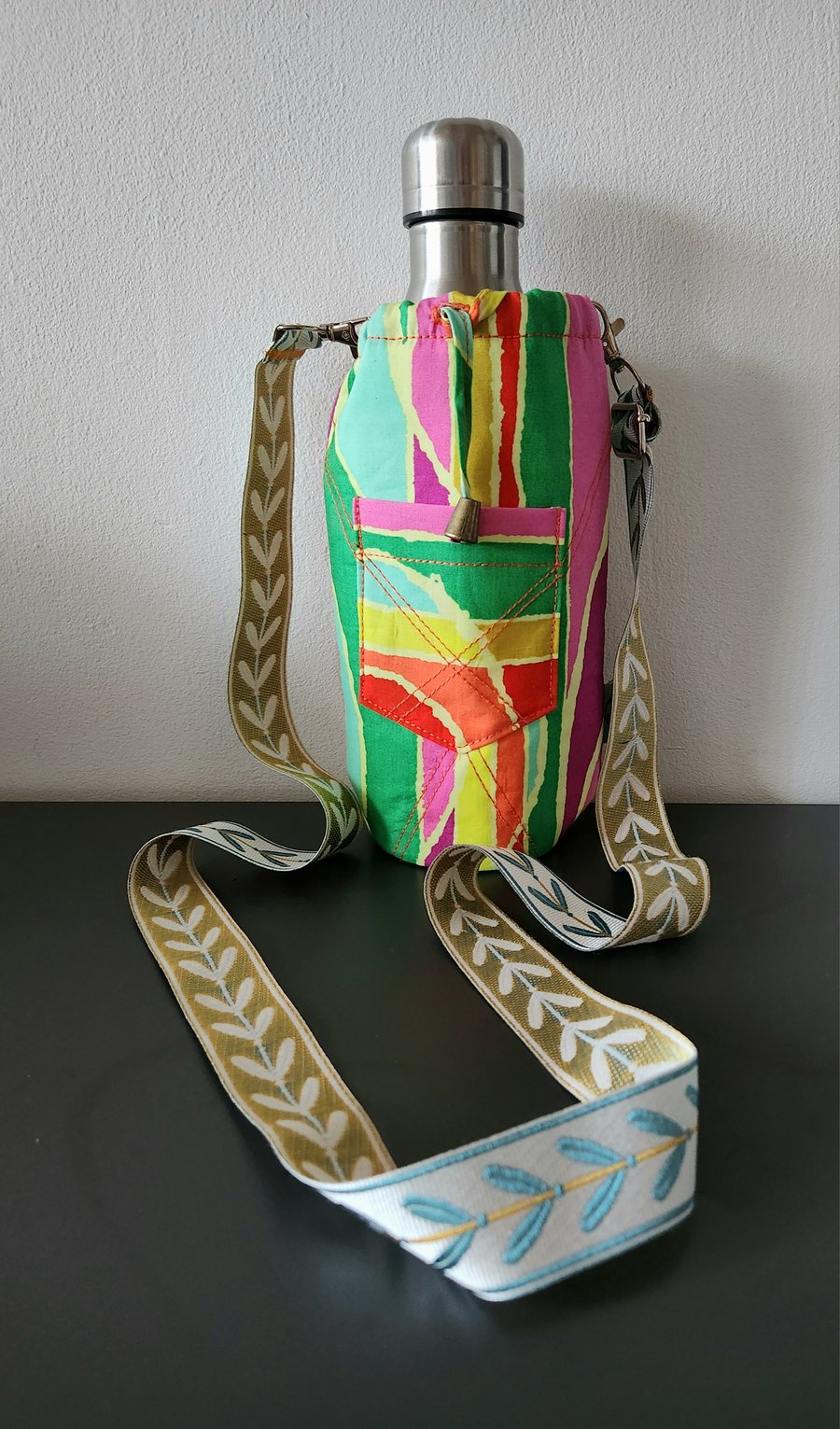 COLOURFUL PRINTED WATER COOLER WITH DETACHABLE STRAP AND DRAWSTRING