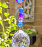 Suncatcher copper wire wrapped spiral shape with purple & blue beads - Image 7