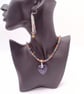 Tourmaline Cubes & Silver Spacers Necklace with Lilac Crystal Pendant & Earrings - Image 5