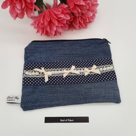 Denim and polka dot coin purse. 