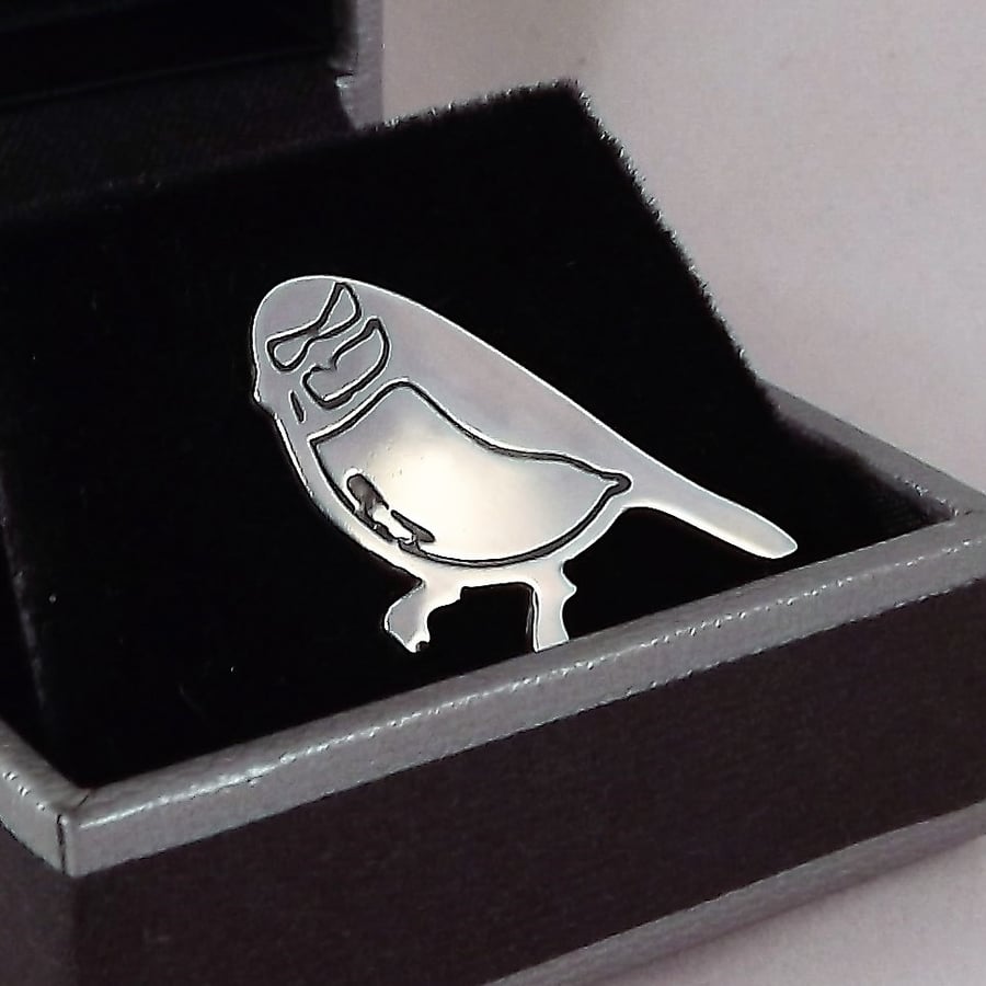 Blue Tit Tie Pin, Silver Bird Jewellery, Handmade Wildlife Gift for Him