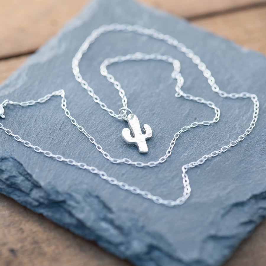 Handmade Sterling Silver Cactus Necklace