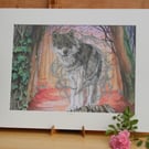 'Wulf' Art Print - Mounted A3 - Wolf Wildlife Artwork