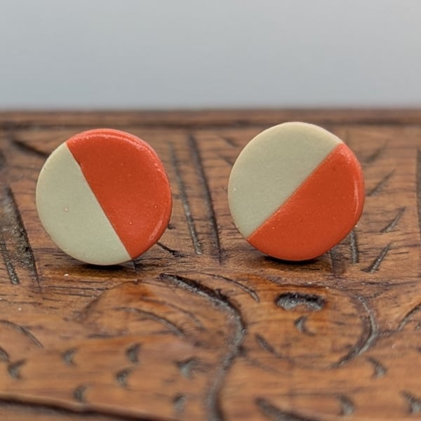 Orange and stone colour stud earrings 