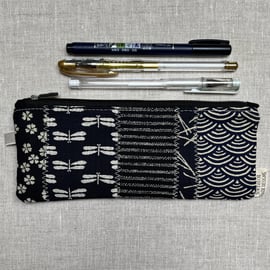 Pencil Case Patchwork Indigo Japanese Fabric 