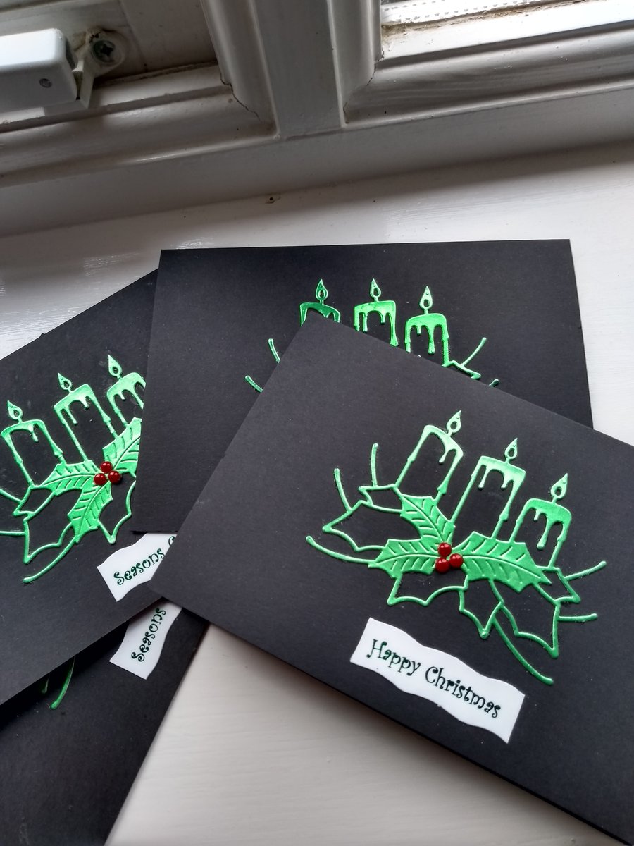 Pack of 4 green candles card