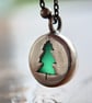 Sterling Silver Green Onyx Tree Necklace