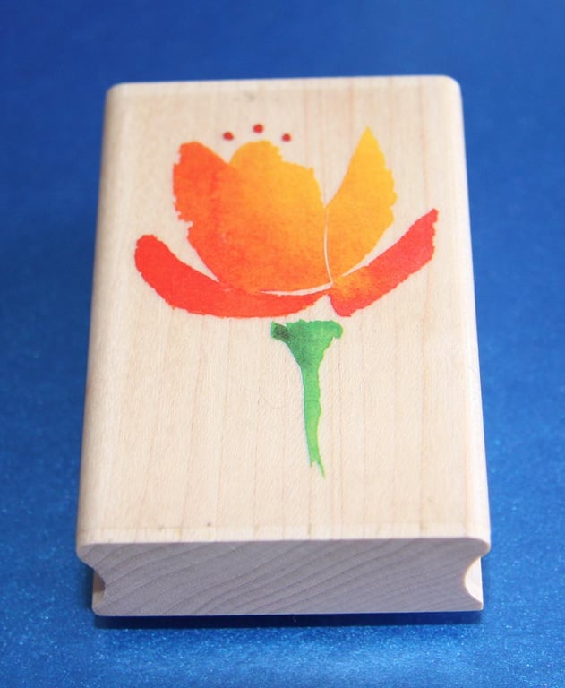 Inkadinkado Flaming Tulip Rubber Stamp (97804LL) Kathy Davis Design Wooden Mount