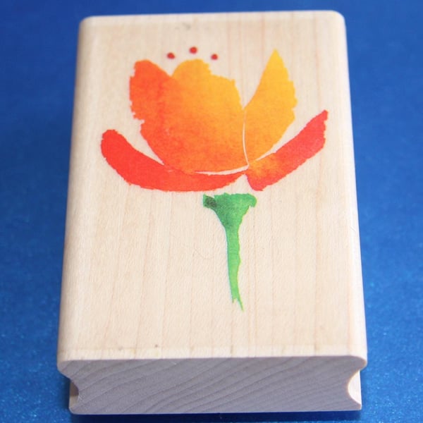 Inkadinkado Flaming Tulip Rubber Stamp (97804LL) Kathy Davis Design Wooden Mount