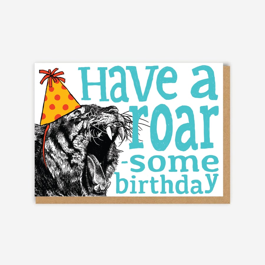 Illustrated Tiger Birthday Card