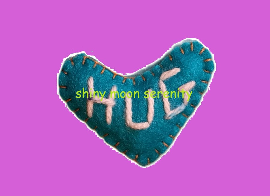 Pocket Hug Small, Felt Aqua with Orange stitching