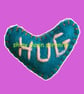 Pocket Hug Small, Felt Aqua with Orange stitching