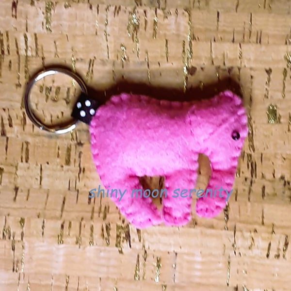 Elephant Pink Felt Keyring - Bag Charm
