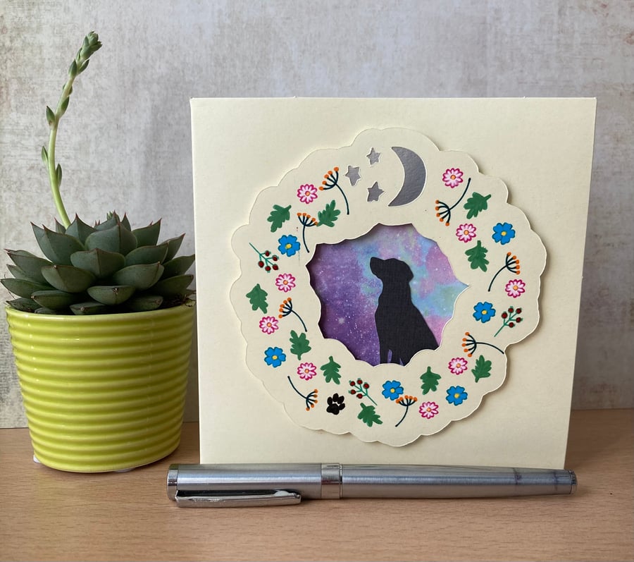 Pet Remembrance Card for Dog Lover - original design, hand painted card