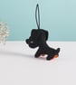 Miniature black Dachshund hanging ornament - Image 4