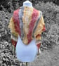 43.Stripey Hand Knitted lacey Shawl in Metallic Shades  with Added Tassels.
