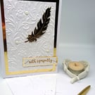 Sympathy Card in Divine White and Gold with Angel Feather and Pearls for tears.