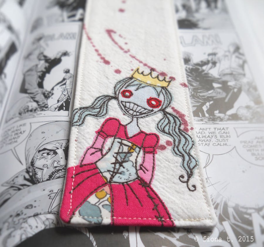 embroidered zombie princess bookmark